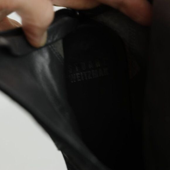 Stuart Weitzman Women's Size 6 Black Suede Studded Zip Up Heeled Boots - Picture 9 of 10